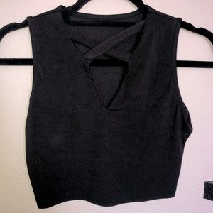 Black sleeveless crop top